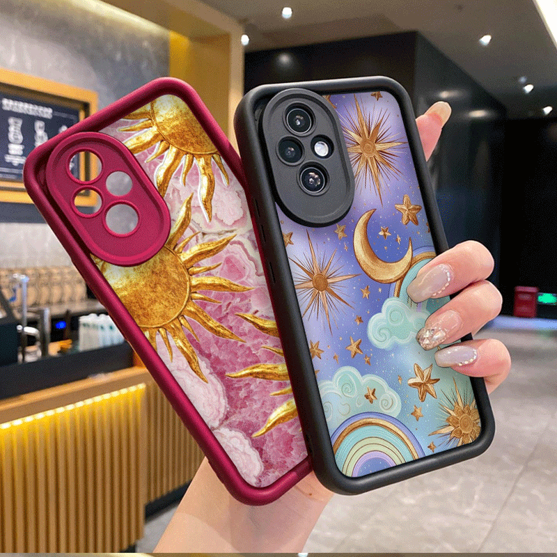Phone Cases Vintage - Vintage Golden Starry Sky Sun Moon