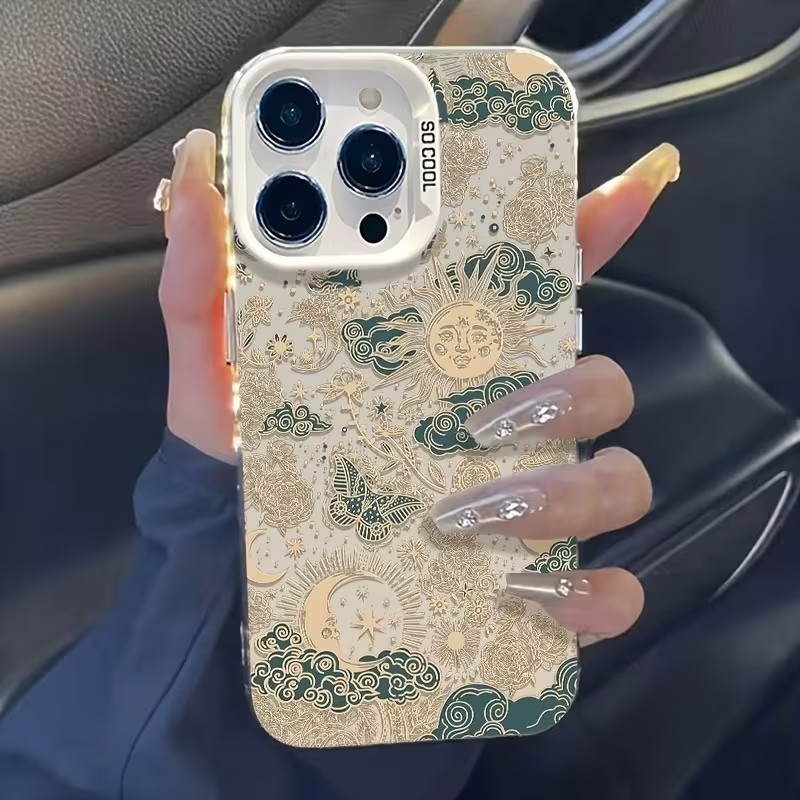 Phone Cases Vintage - Vintage Tarot Sun Moon Butterfly Cloud