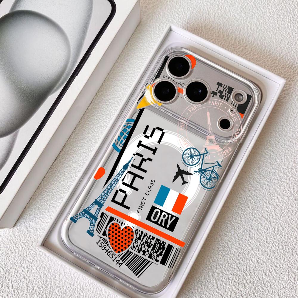 Phone Cases Transparent - Plane Travel Ticket france Phone Case