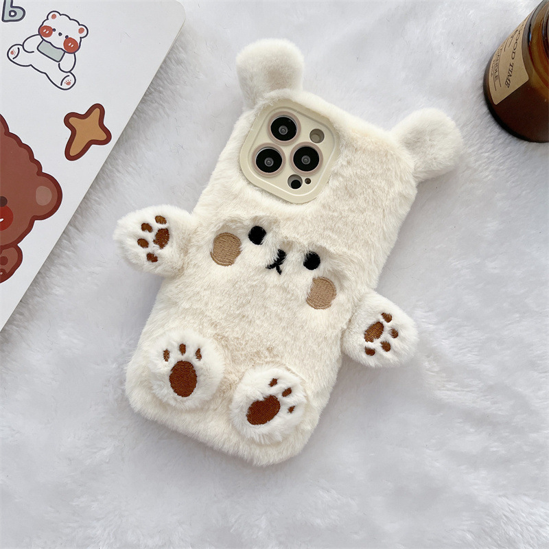 Korean 3D Cartoon Bear Fluffy  - đánh giá và giá Phone Cases Iphone 15