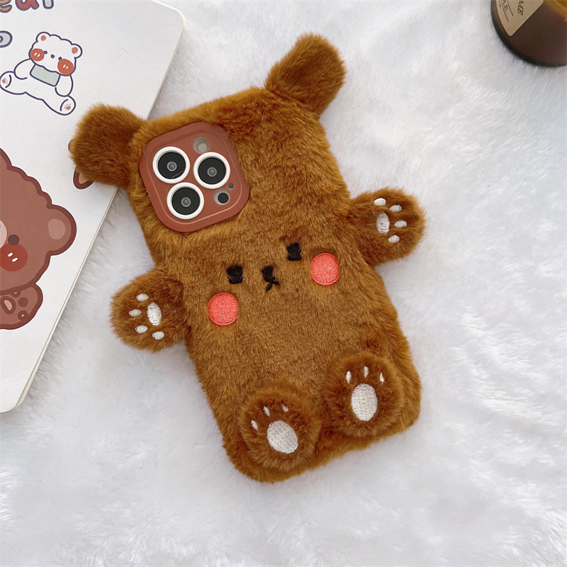 Korean 3D Cartoon Bear Fluffy  - đánh giá và giá Phone Cases Iphone 15