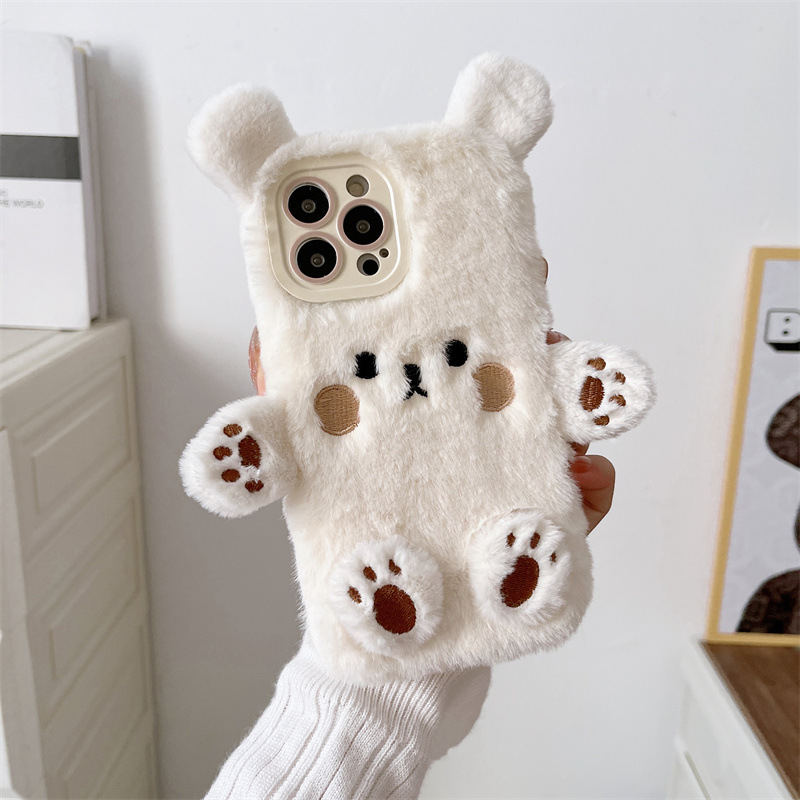 Korean 3D Cartoon Bear Fluffy  - đánh giá và giá Phone Cases Iphone 15