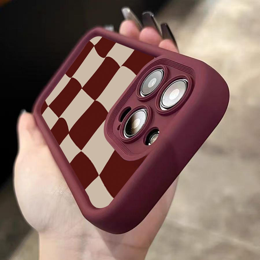 Wine Red Deform Grid Pattern P - đánh giá và giá Phone Cases Red