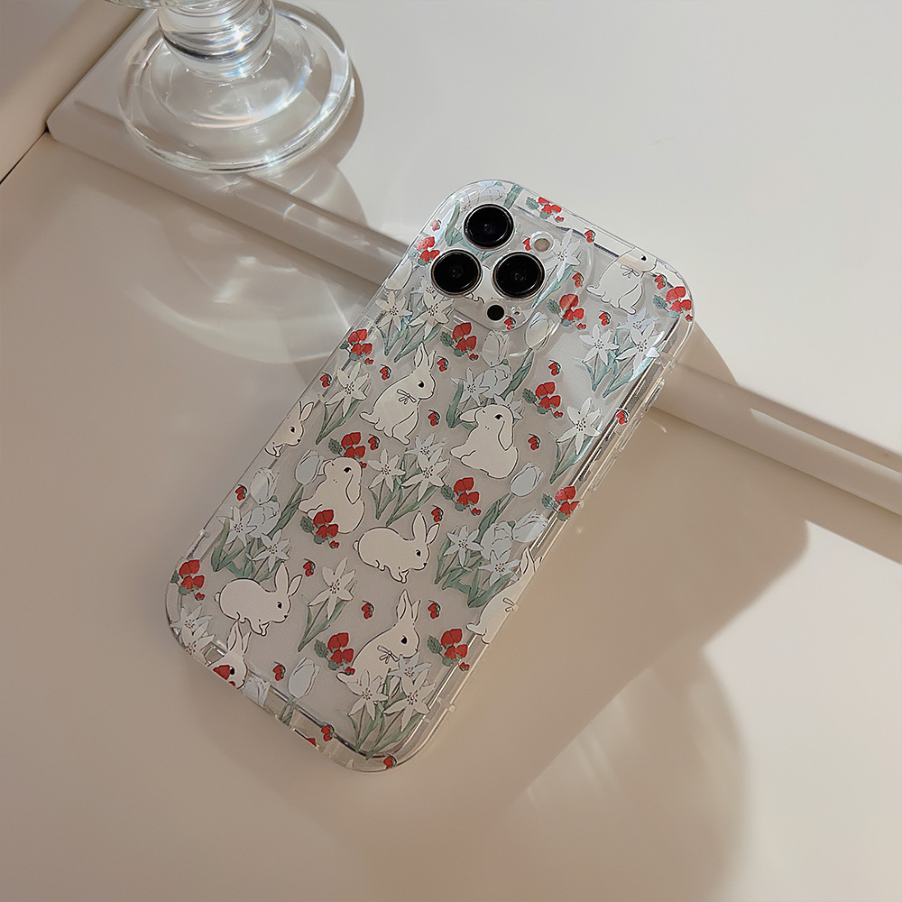 Cute Cartoon Bunny Flower Tran - đánh giá và giá Phone Cases Cute Iphone 14