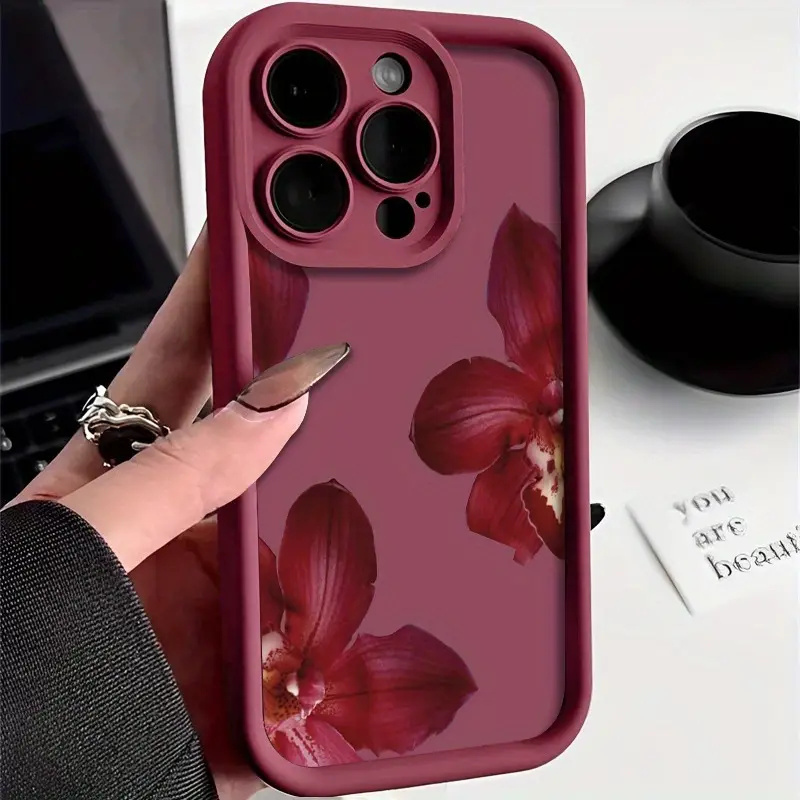 Wine Red Orchid Flower Pattern - đánh giá và giá Phone Cases Red